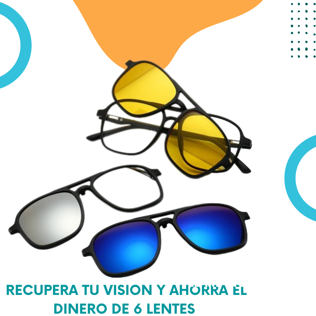 🕶️👀 LENTES 6 EN 1 MULTICOLOR FLY MAGNETIC+ RECETA GRATIS + ESTUCHE GRATIS 👀🕶️